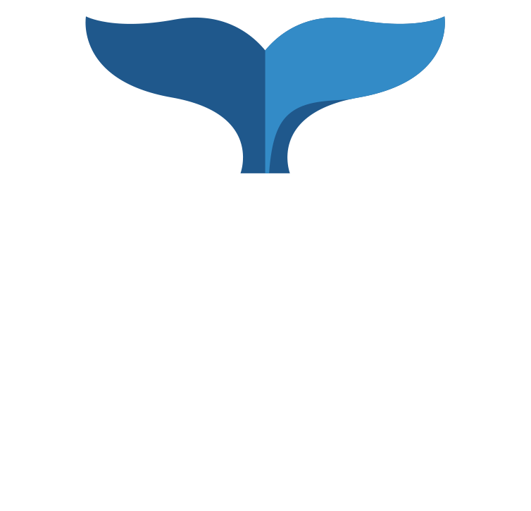 Vertical color logo with tail, reversed